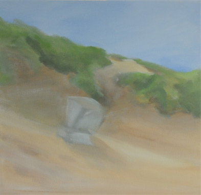 Strandkorb am Strand von Sylt- Acryl auf leinwand- noch unvollendet