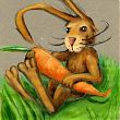 illustrierter Hase mit Karotte Acryltechnik